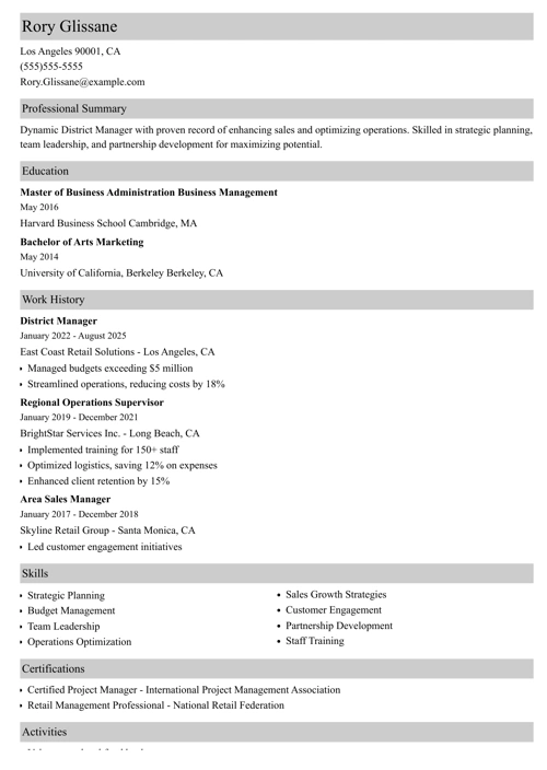 sample resume example