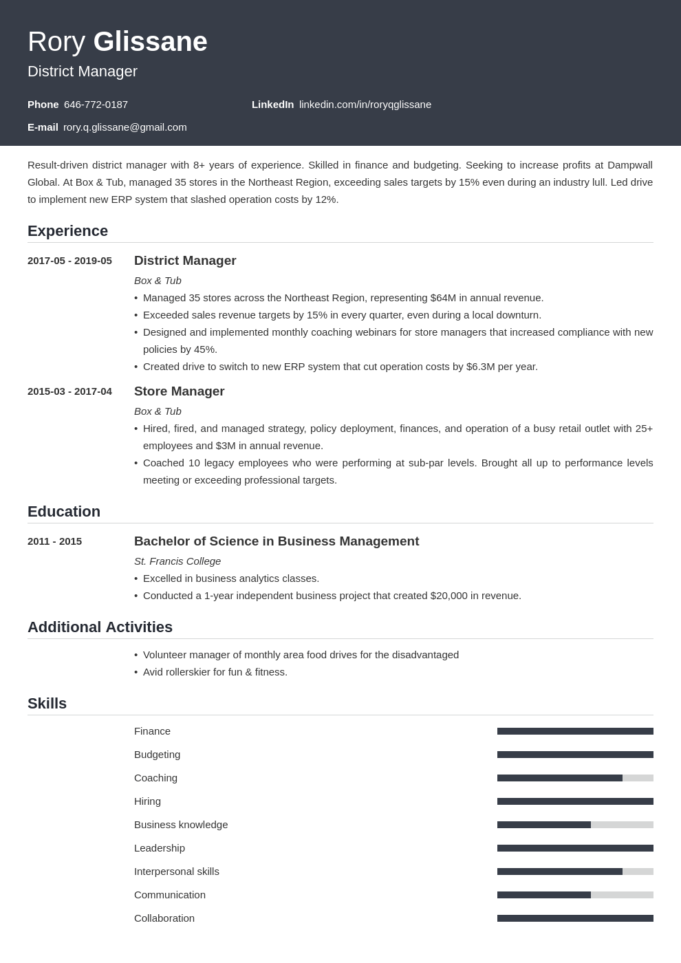 district manager resume example template influx
