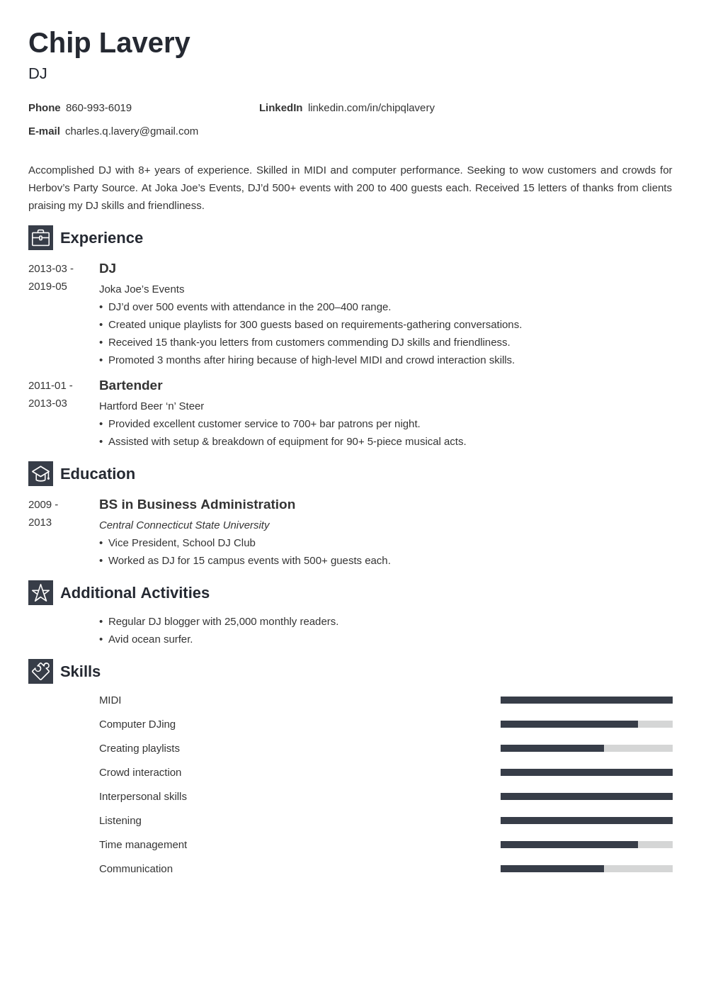 dj resume example template newcast