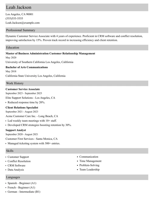 do employ resume example