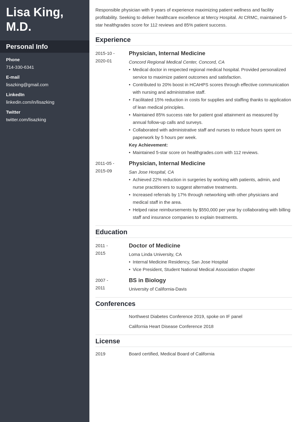 Medical Doctor Resume Examples & Tips (+ MD CV Template)