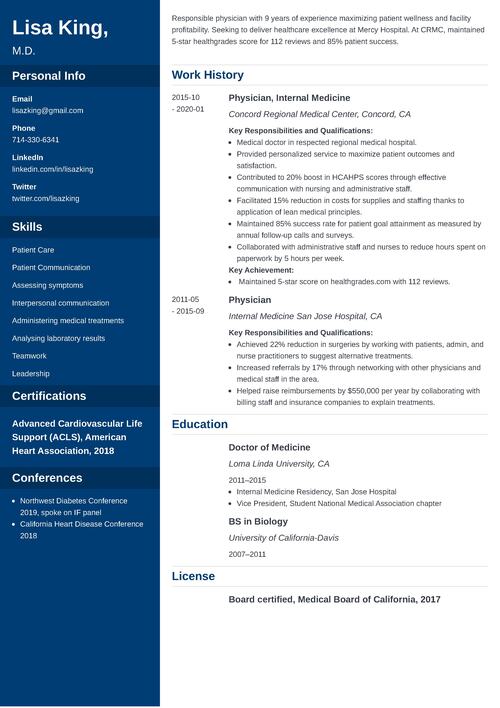 Doctor Resume Example