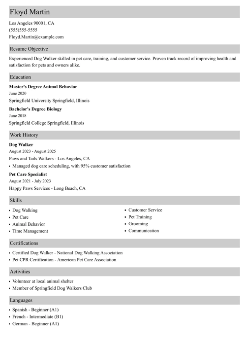 sample resume example