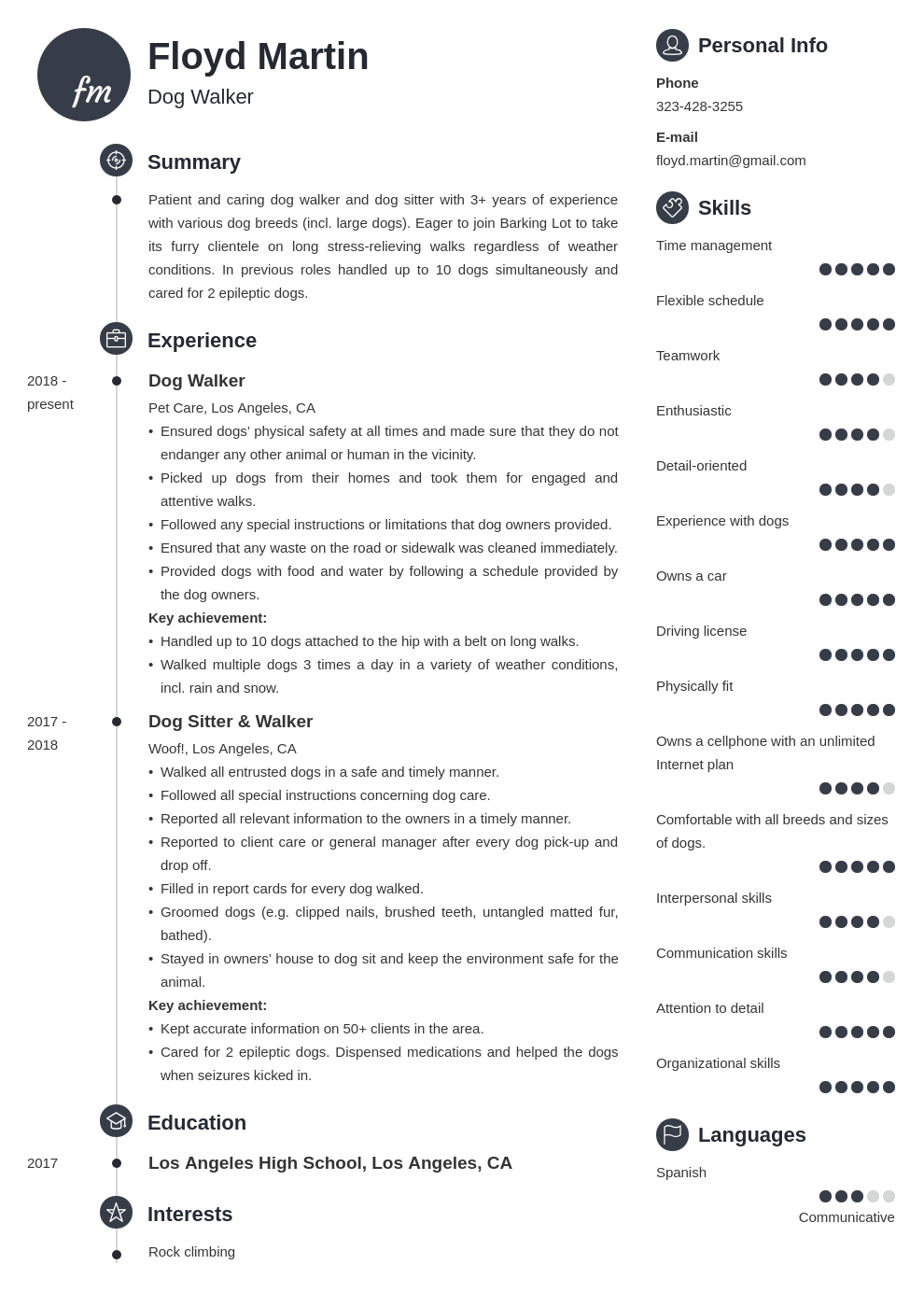 dog walker resume example template primo