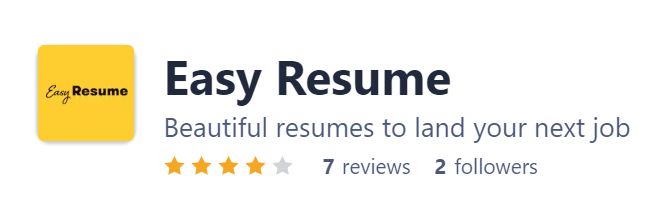 Easy Resume Product Hunt Review