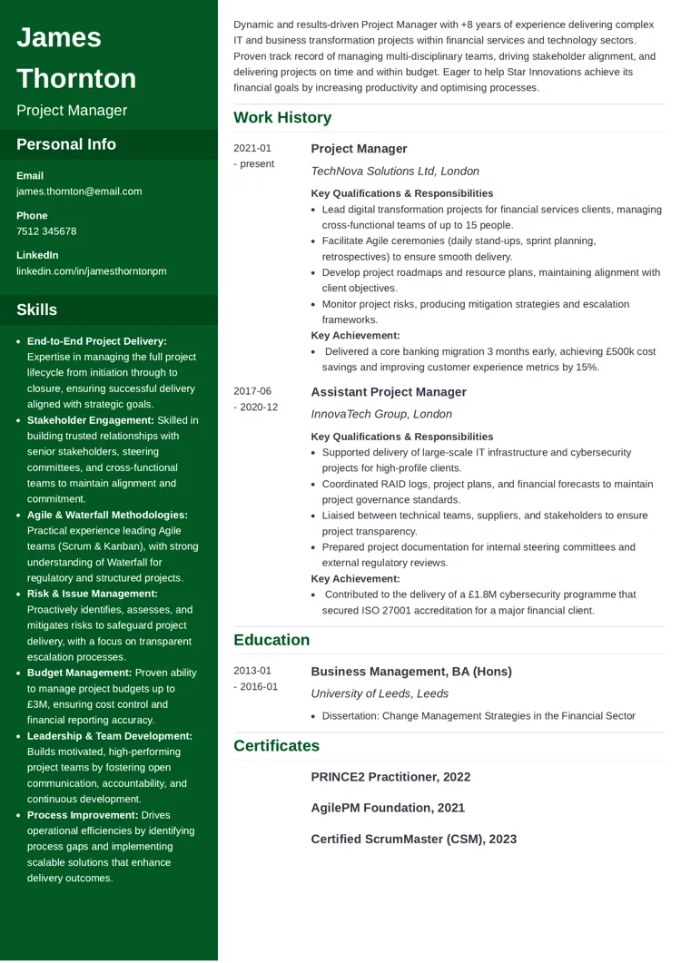 customisable CV template by Zety