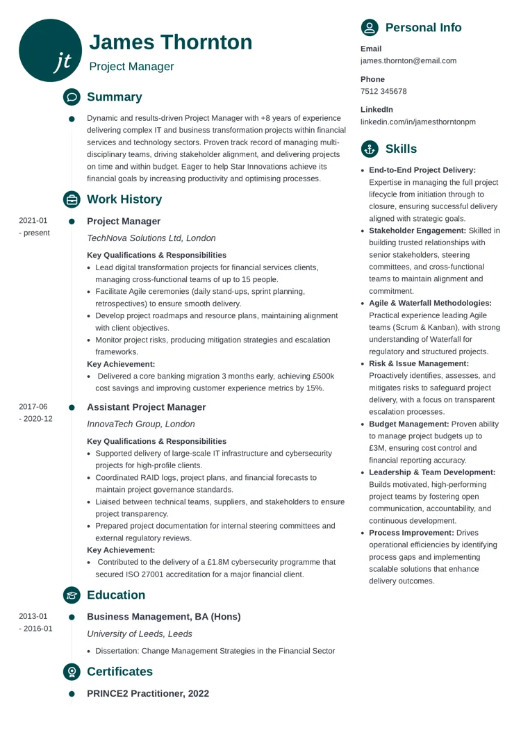customisable CV template by Zety