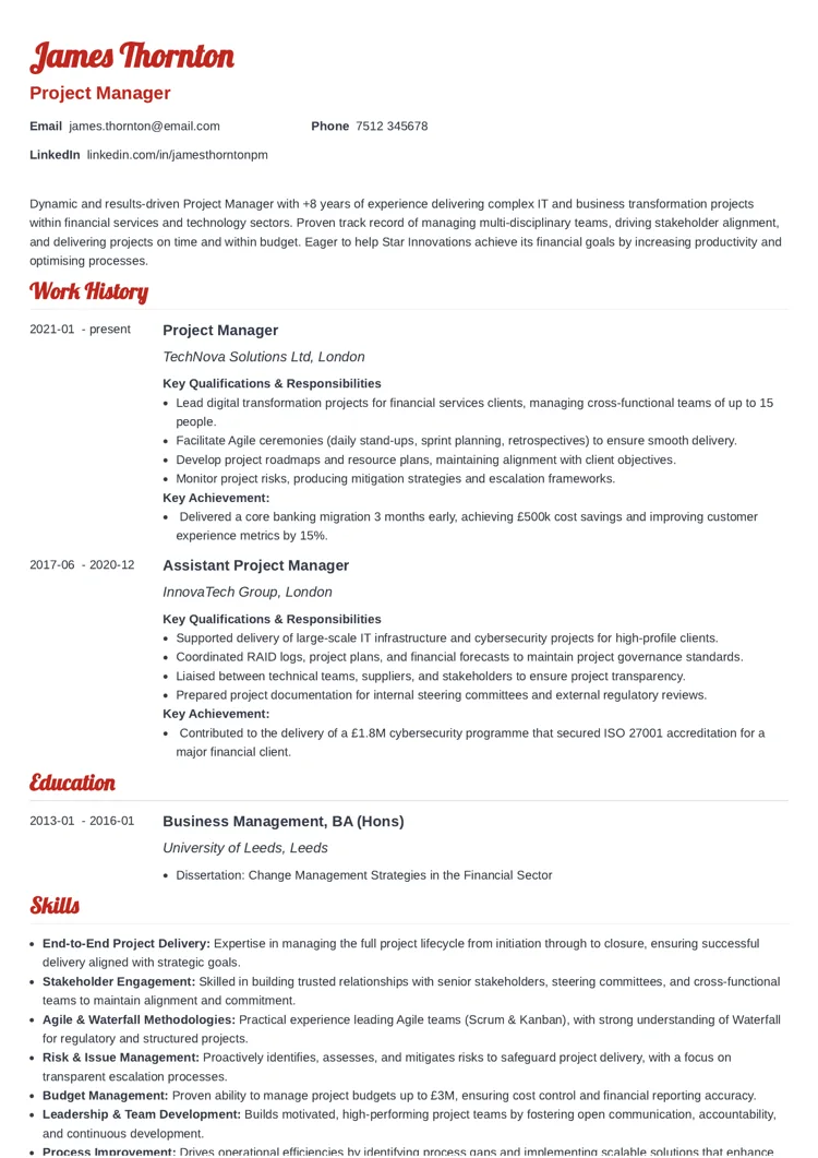 customisable CV template by Zety