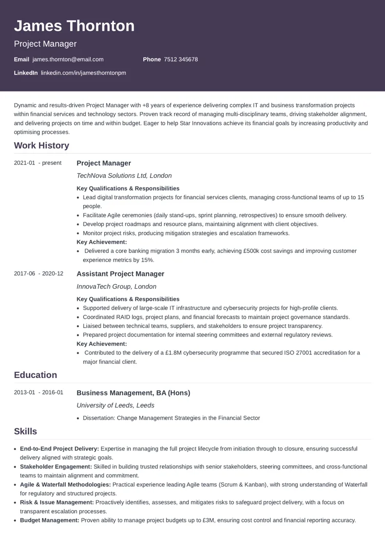 customisable CV template by Zety