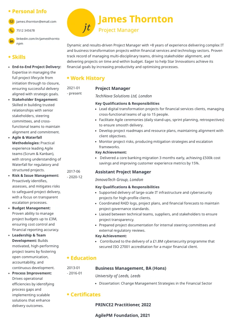 customisable CV template by Zety