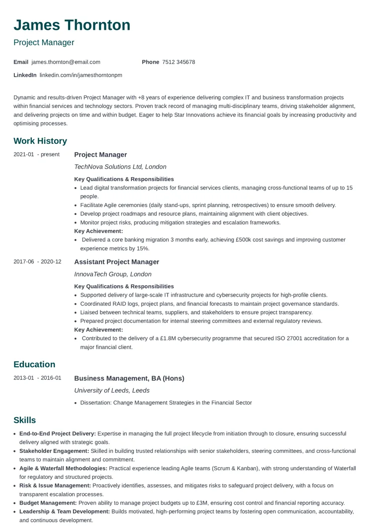 customisable CV template by Zety