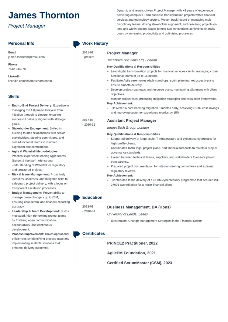 customisable CV template by Zety