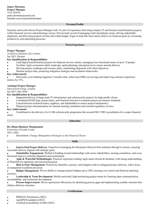 customisable CV template by Zety
