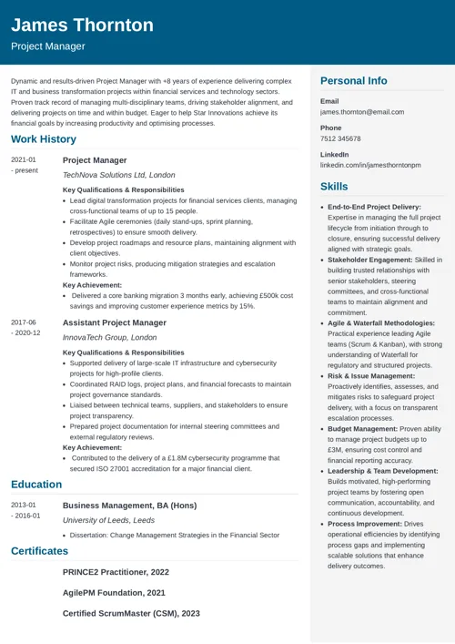customisable CV template by Zety