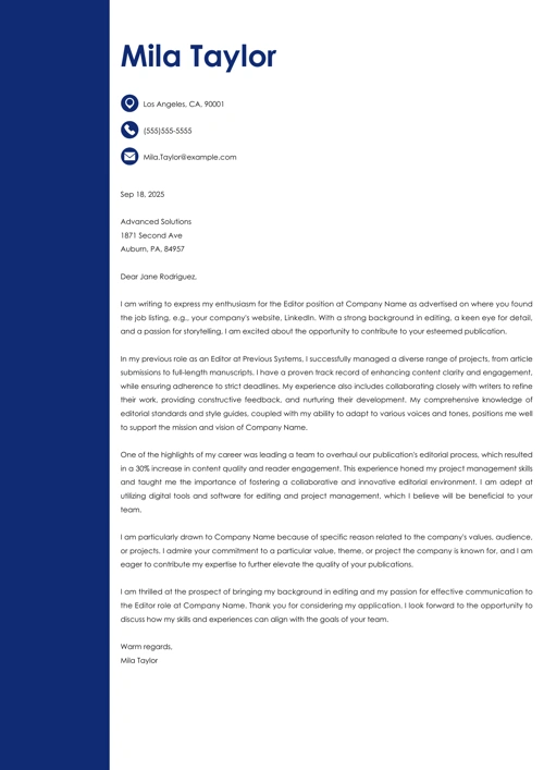 sample cover letter example