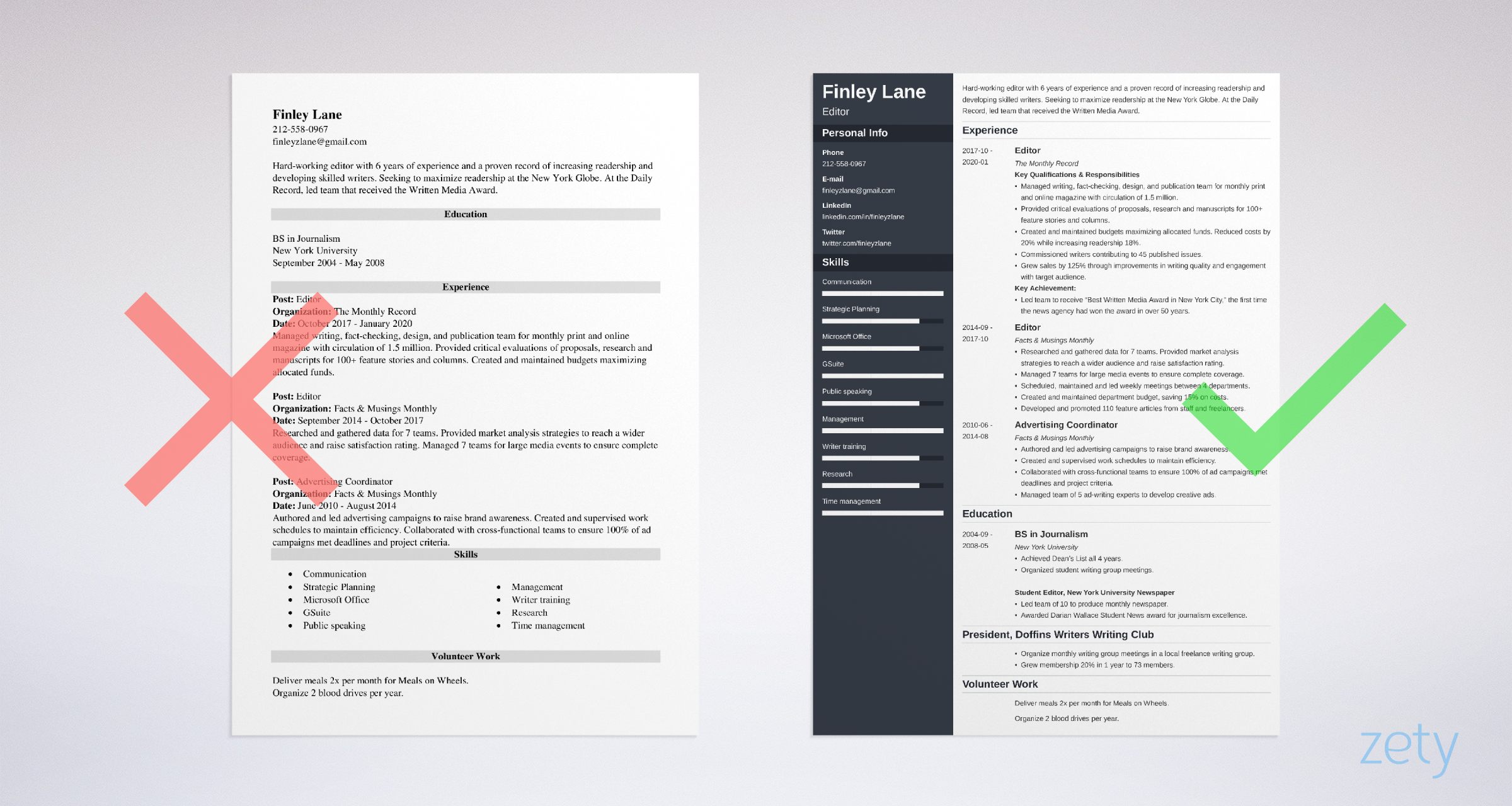 resume template for video editor