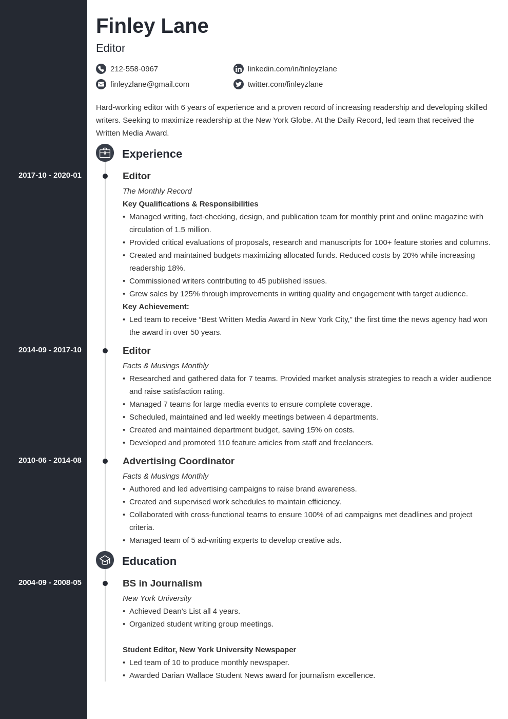 Editor Resume Samples, Templates & Guide for 2024