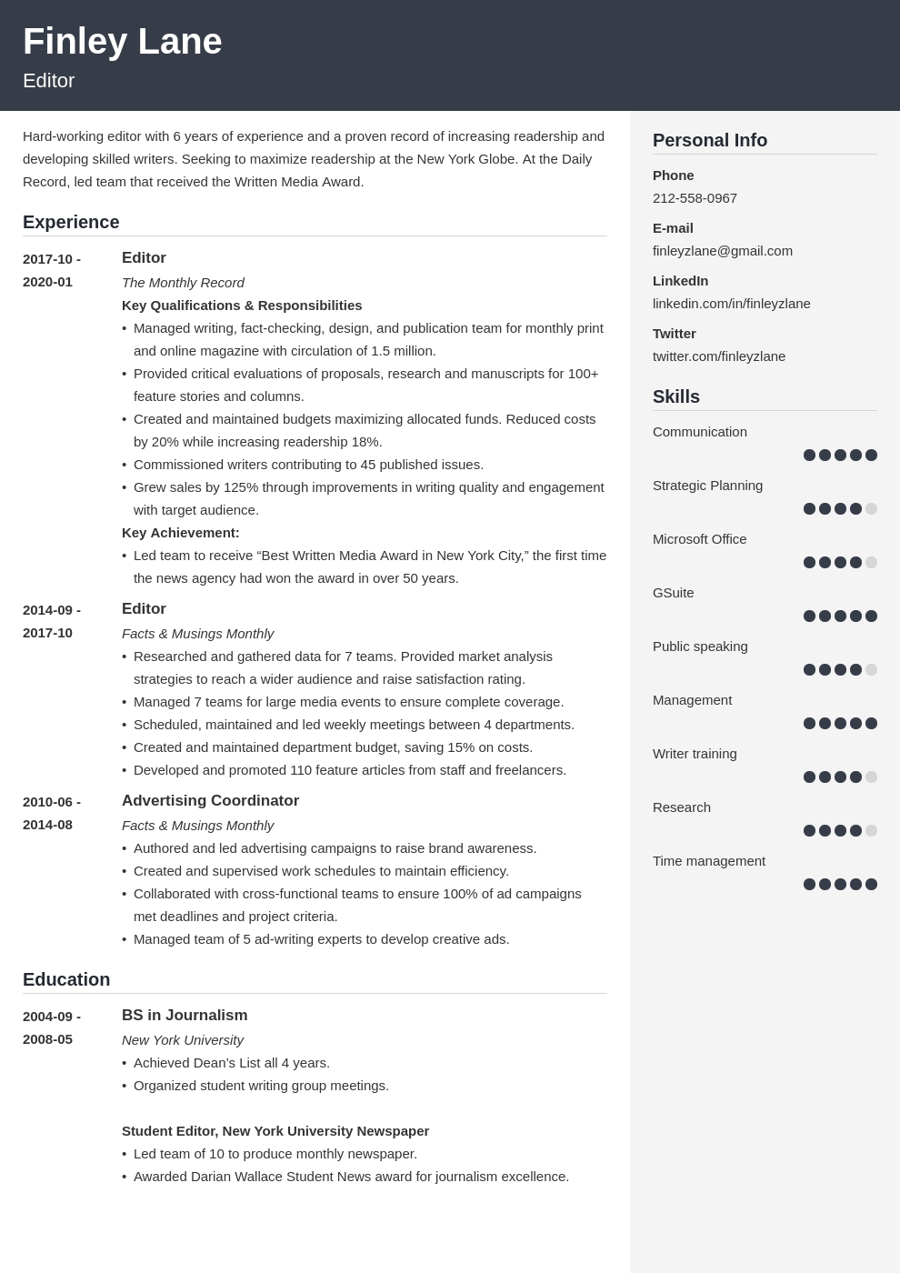 editor resume example template cubic