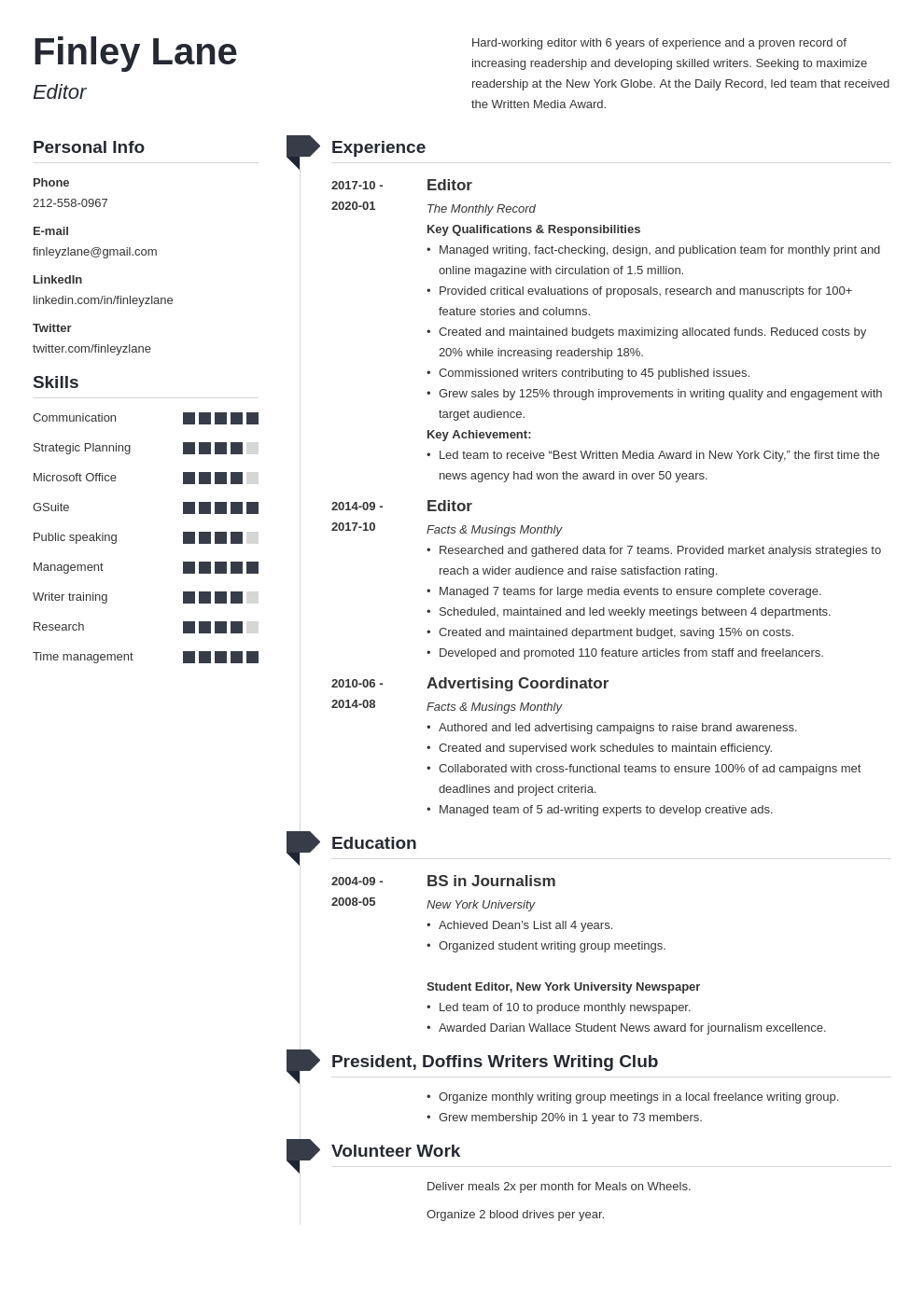 editor resume example template muse