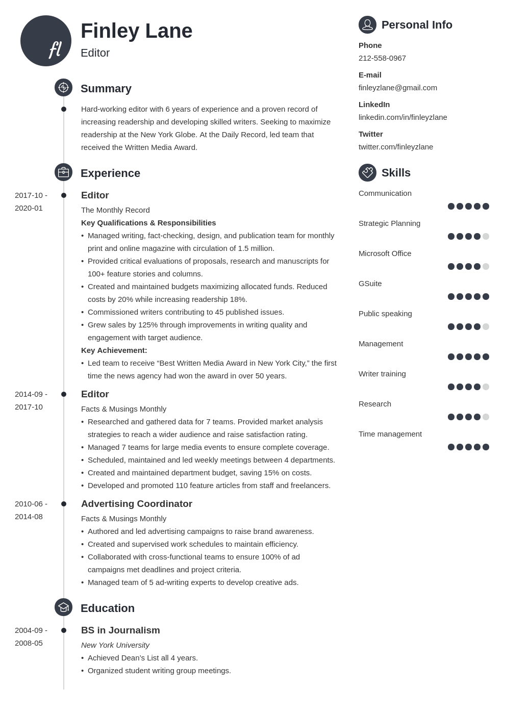 Editor Resume Samples Templates Guide for 2024