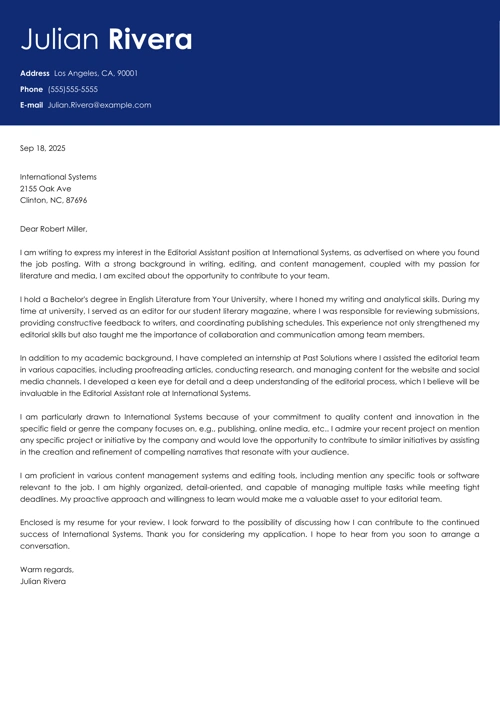 sample cover letter example