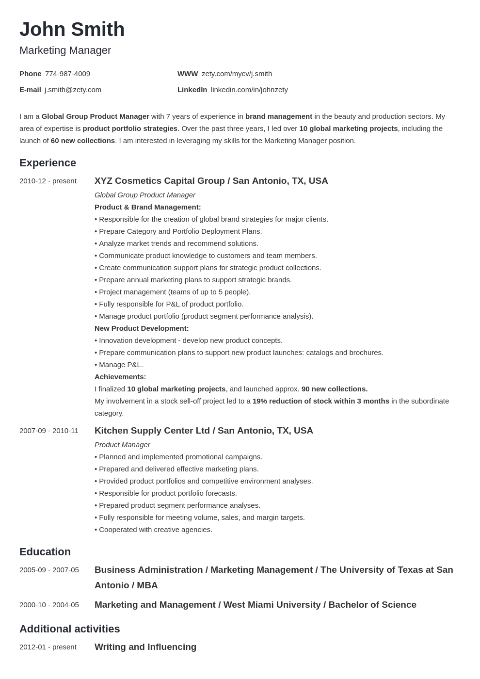 undergraduate education resume