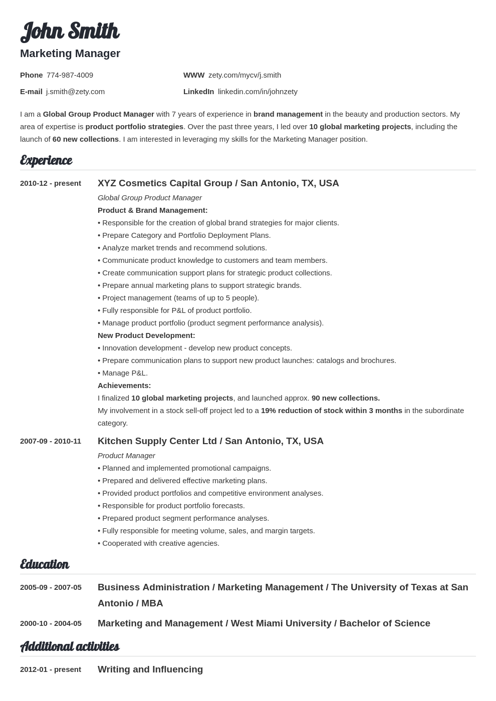 education in resume