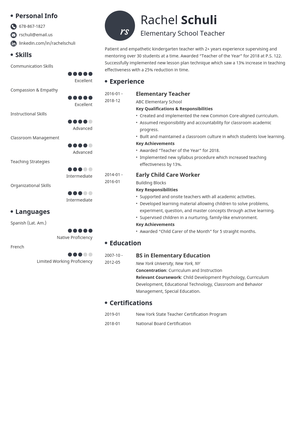 education resume example template initials