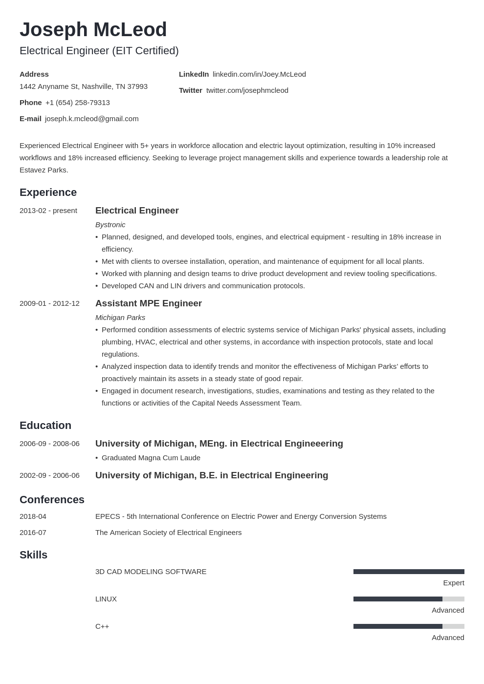 electrical engineering resume example template minimo