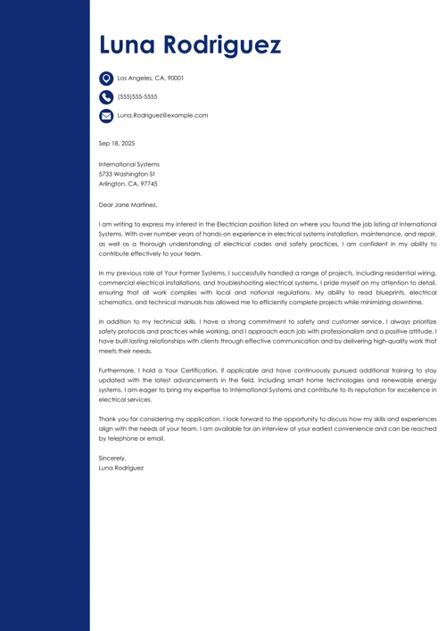 Electrician Cover Letter: Samples & Guide [+ Apprenticeship]