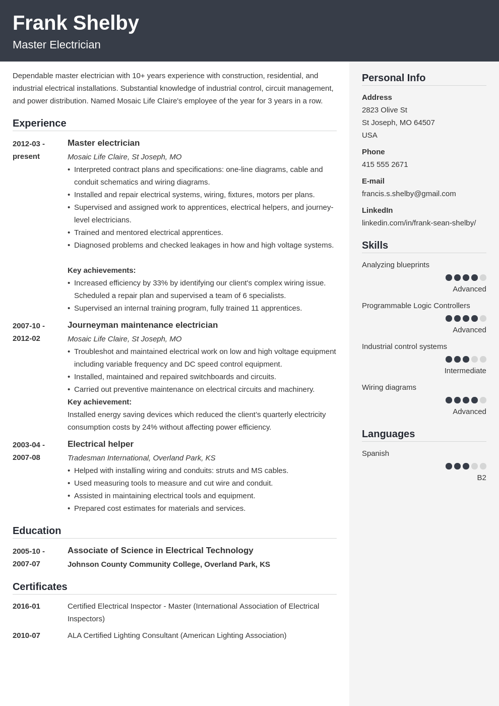 electrician resume example template cubic