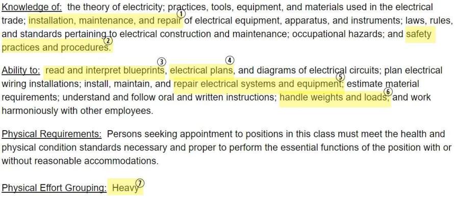 electrician resume skills