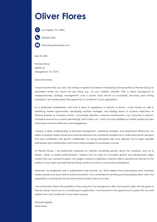 sample cover letter example