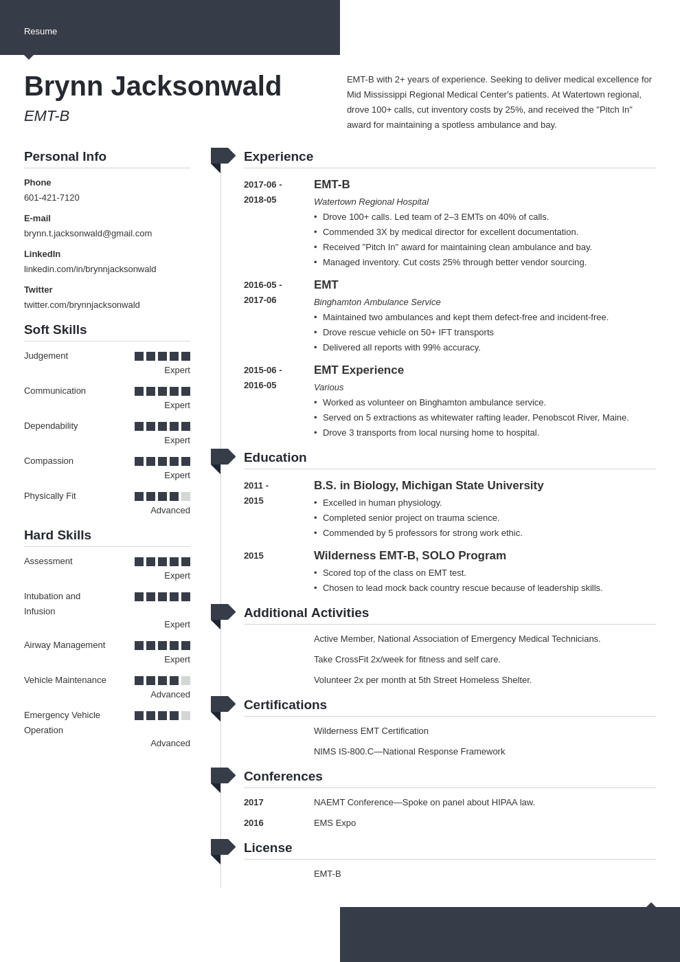 emt resume example template modern