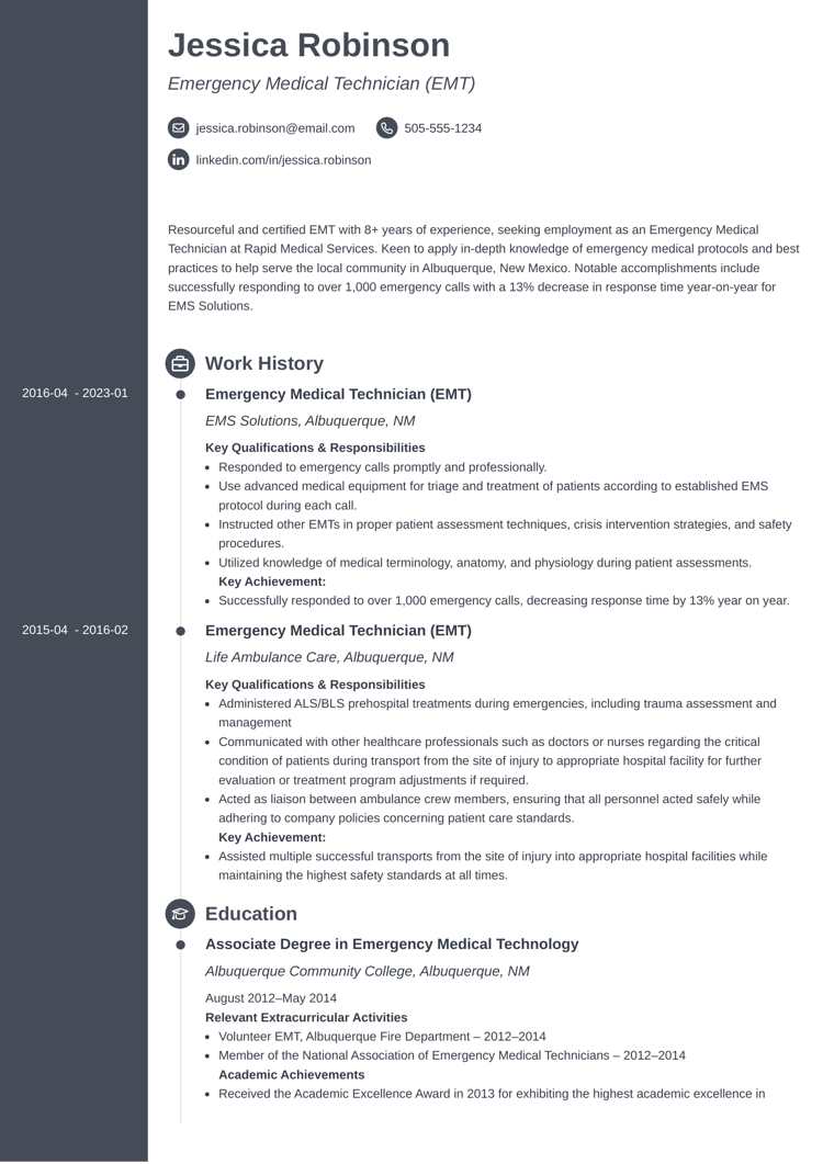 Emergency Medical Technician Resume Template - Concept