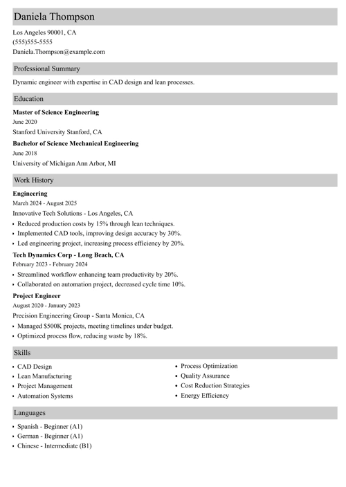 sample resume example