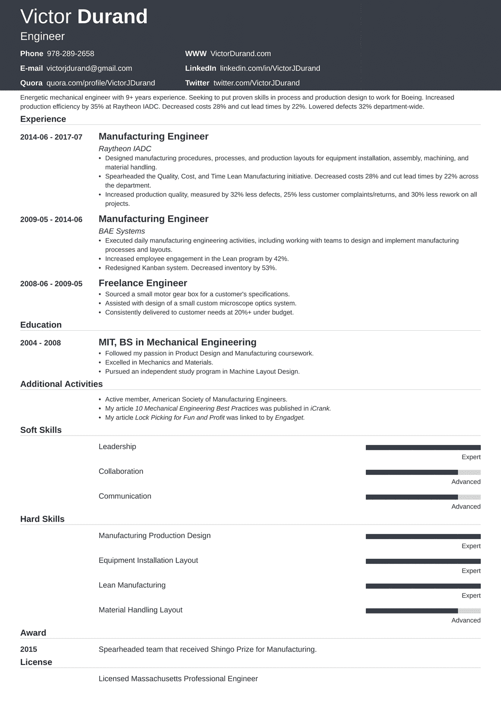 Engineering Resume Templates Examples Essential Skills