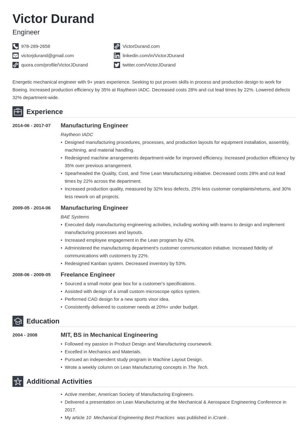 resume writer for engineering