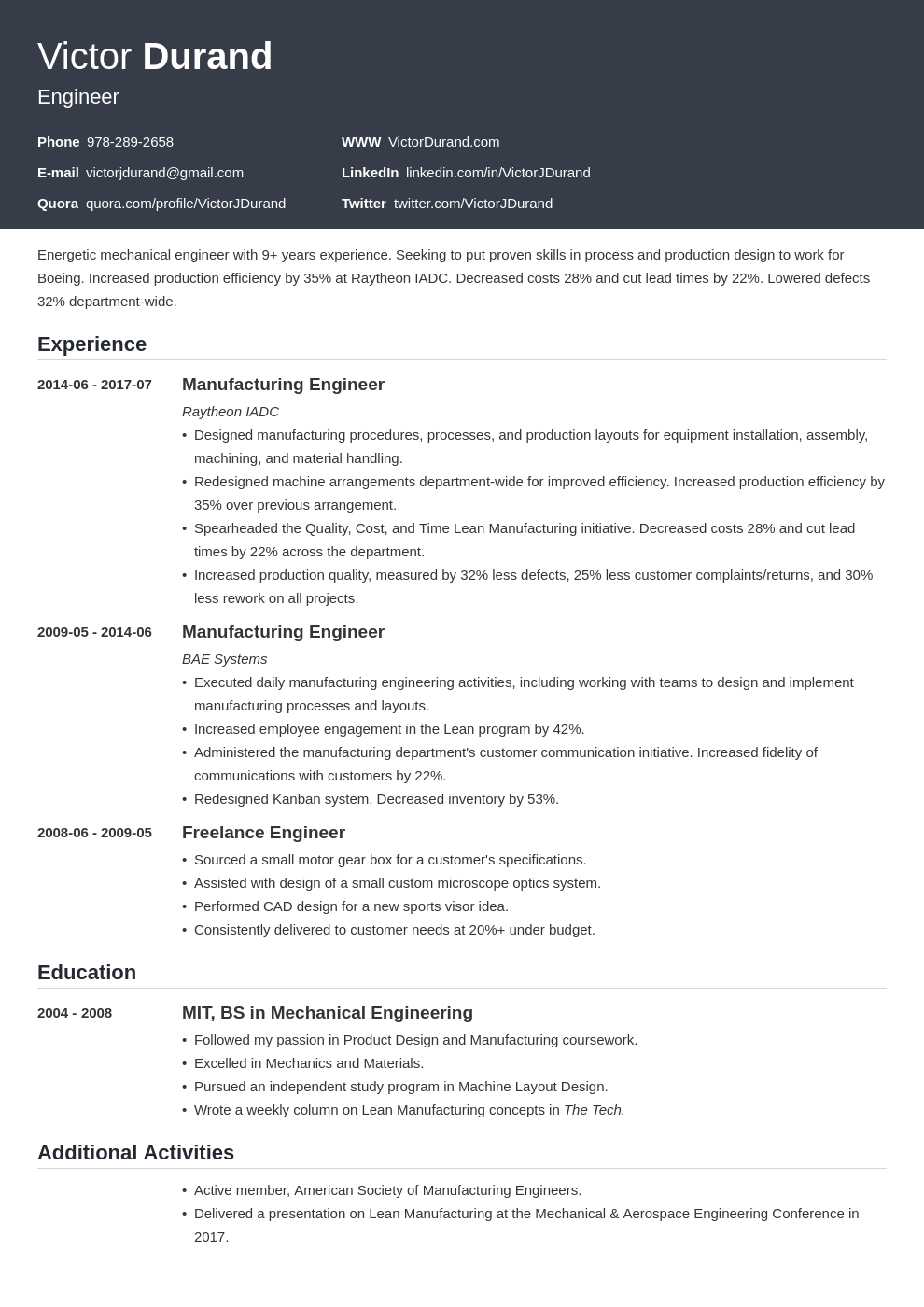 engineering resume example template influx