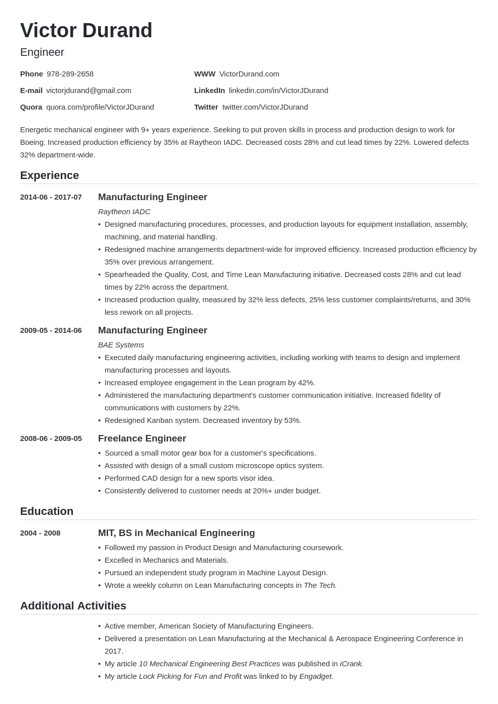 engineering resume example template nanica
