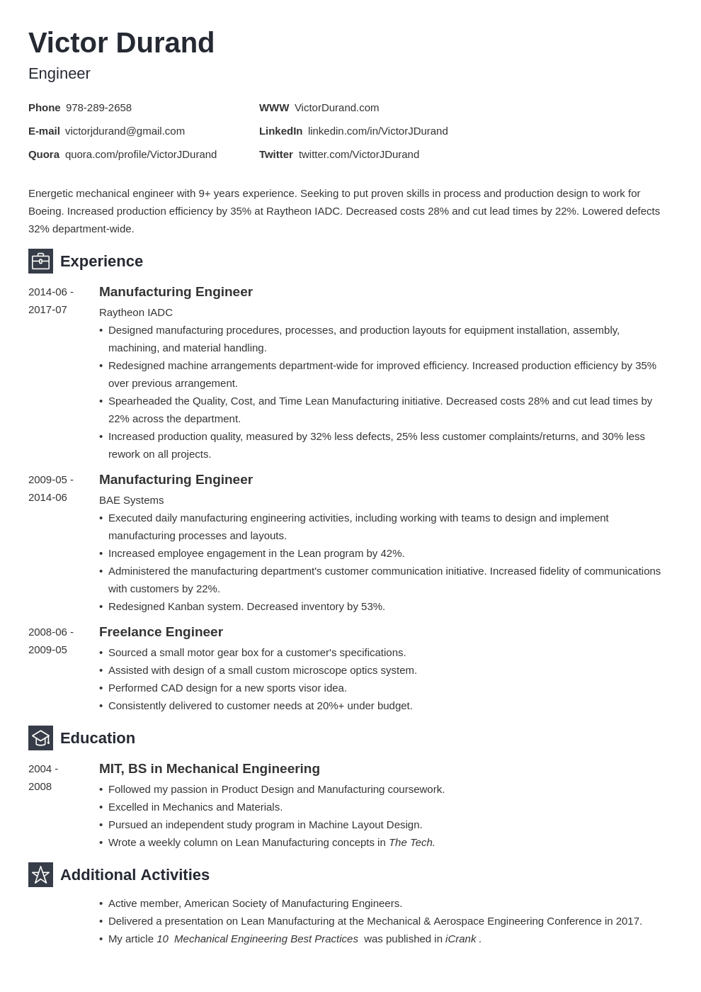 Engineering Resume Templates Examples Essential Skills