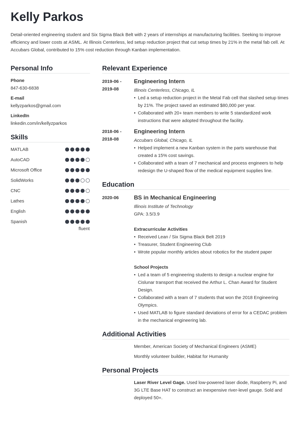 Engineering Student Resume: Examples and Guide 10  Tips