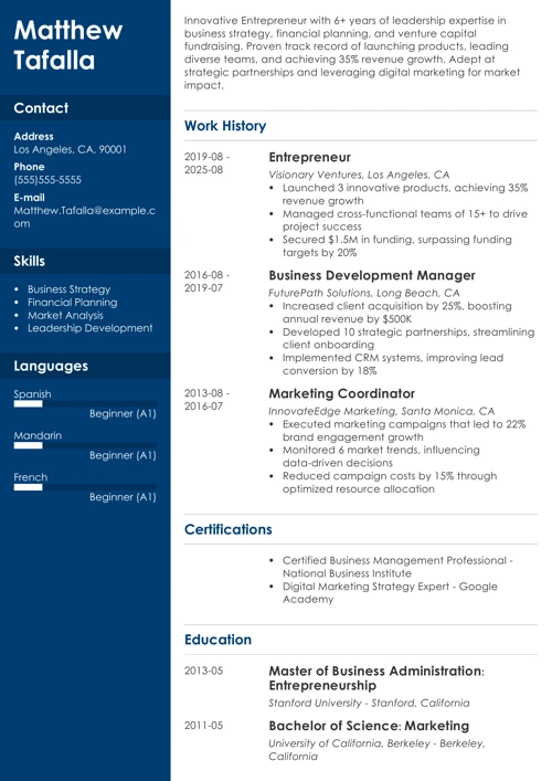 sample resume example