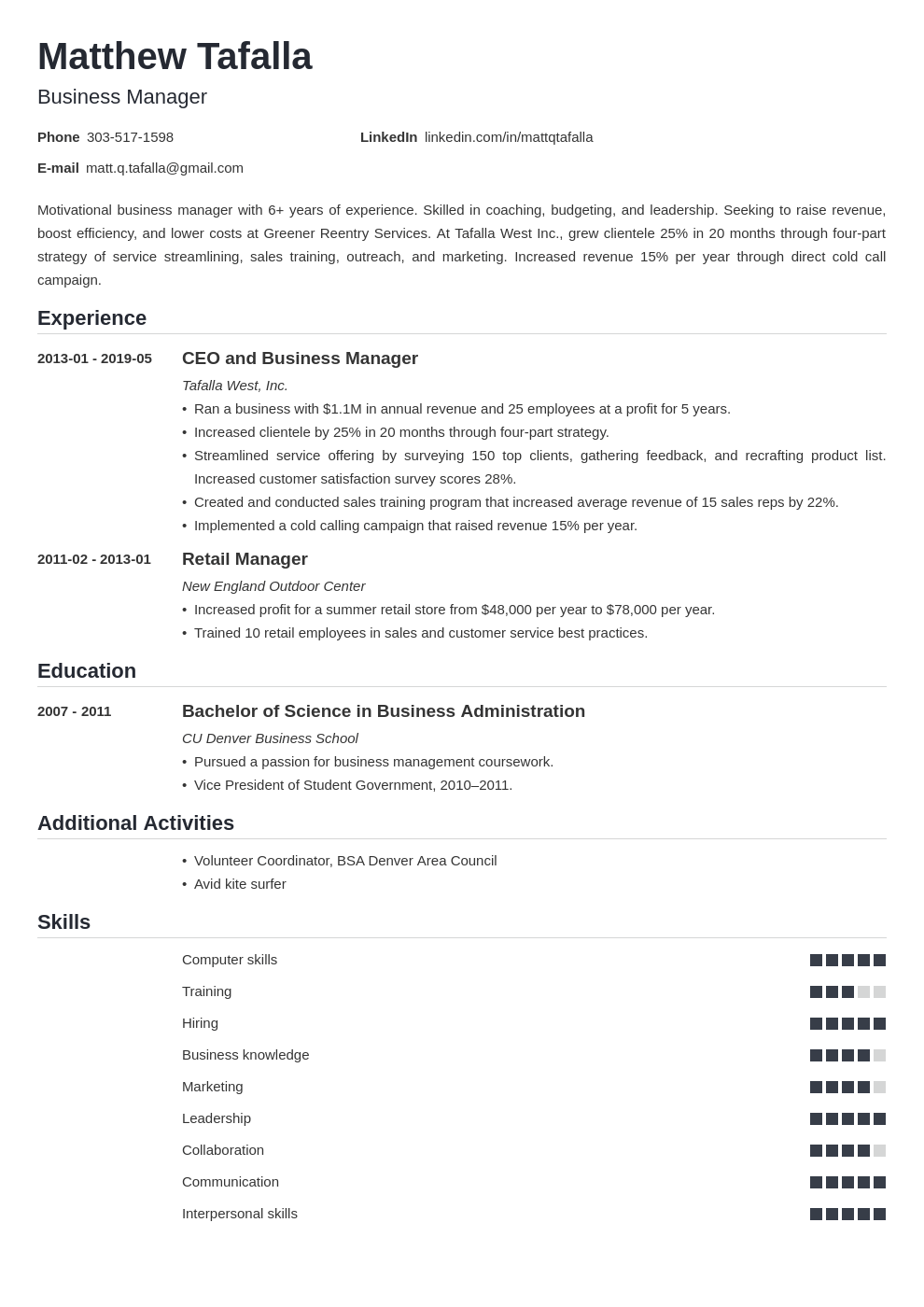 Entrepreneur Resume Examples