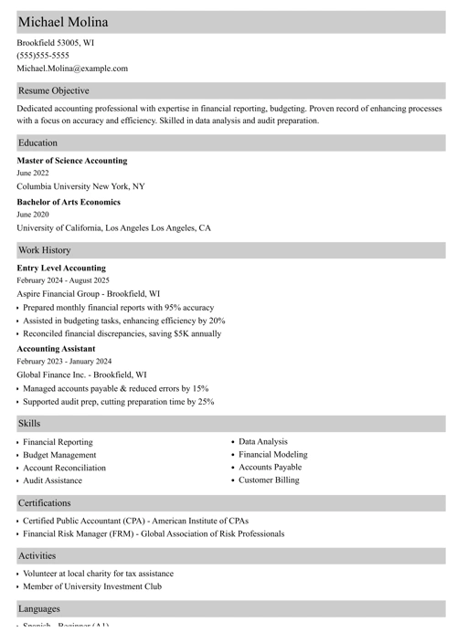 sample resume example