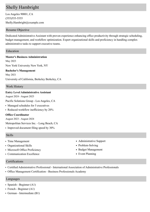 sample resume example