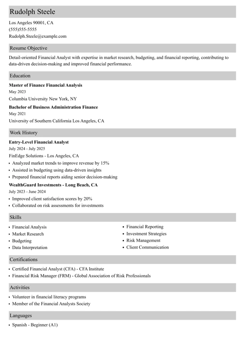 entry-level financial analyst