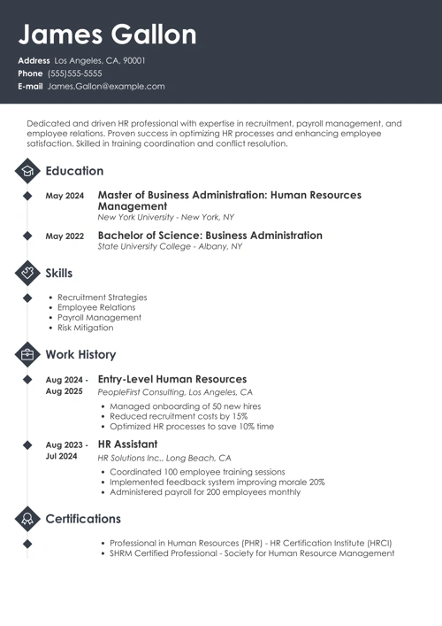 entry-level human resources resume example