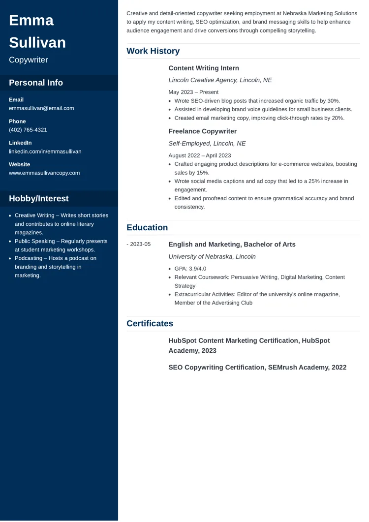 Entry-Level Resume Example