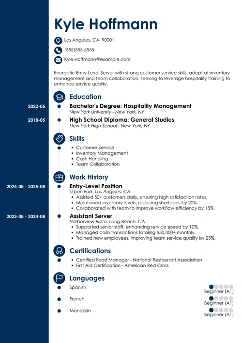 Entry level resume example